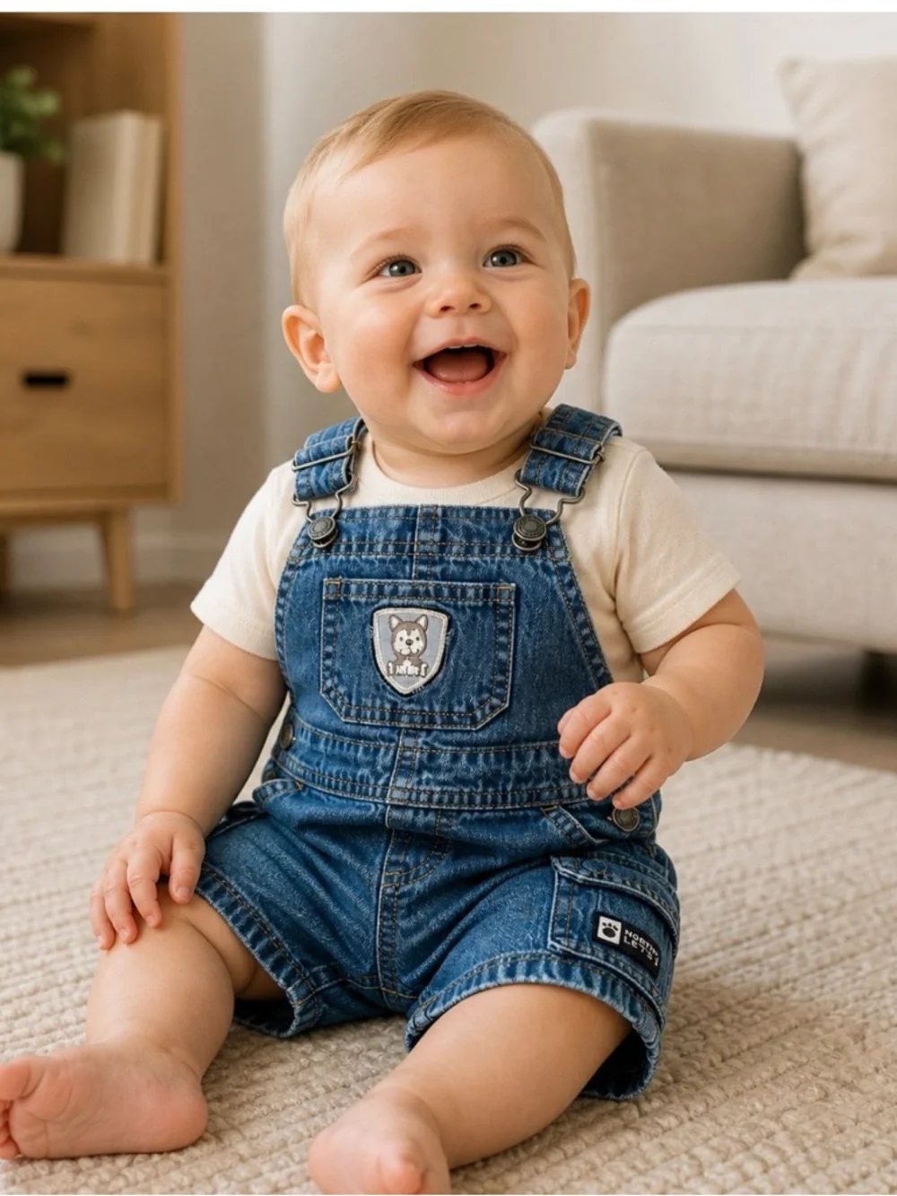 Carters Denim Blue Baby Toddler Overalls Size 9 Months